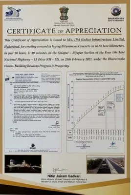 MoRTH Certificate of Appreciation